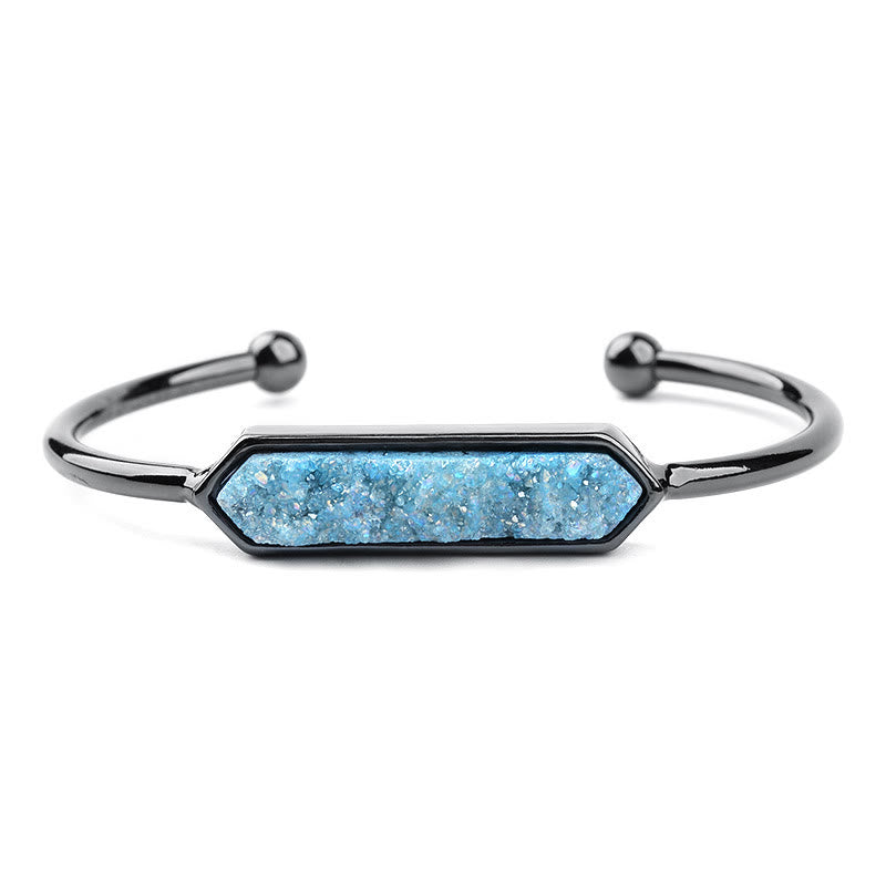 Olivenorma Natural Crystal Cluster Metal Copper Cuff Bracelet - Aquamarine - Black - image 38