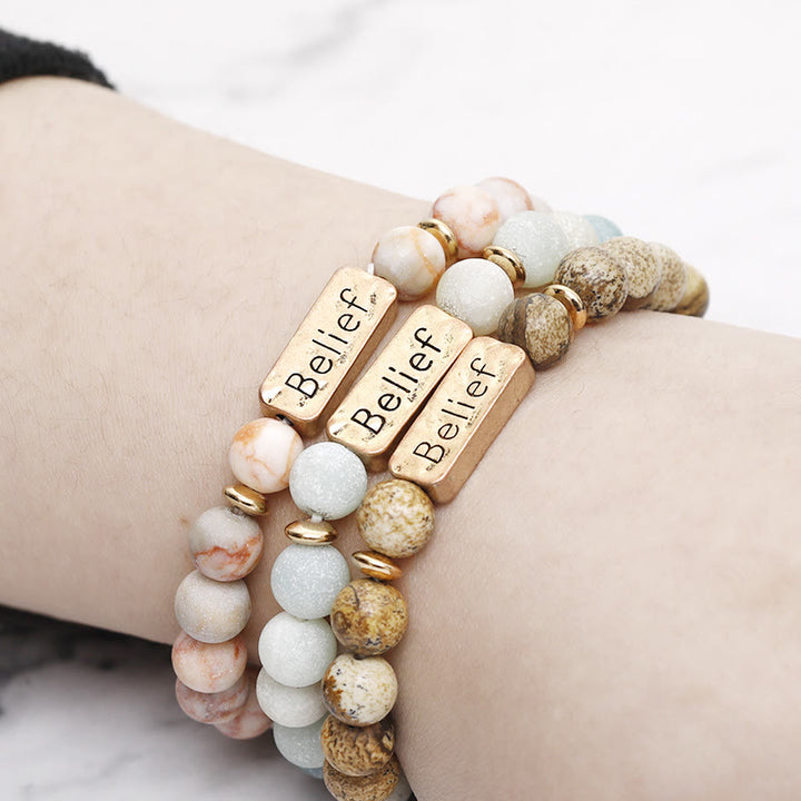 Olivenorma Natural Gemstone Belief Engraving Bracelet - image 2