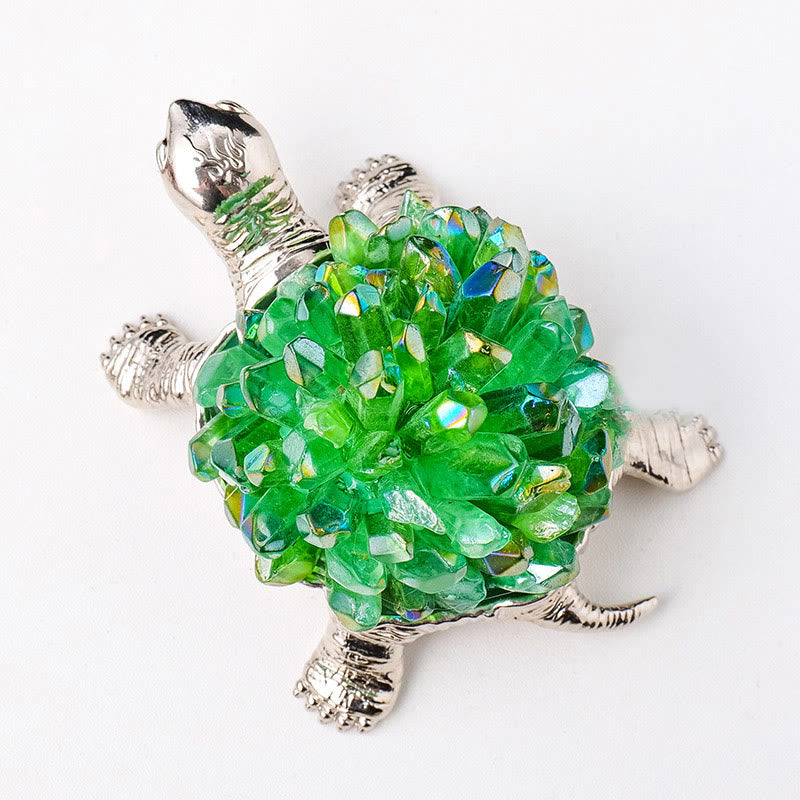 Olivenorma Natural Crystal Cluster Turtle Ornament Lamp Gemstone Decoration - Electroplated Green Crystal Cluster Without Lamp - image 25