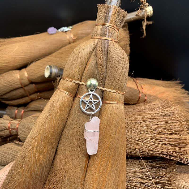 Olivenorma Crystal Straw Broom Star Ornament - Star & Rose Quartz - image 14