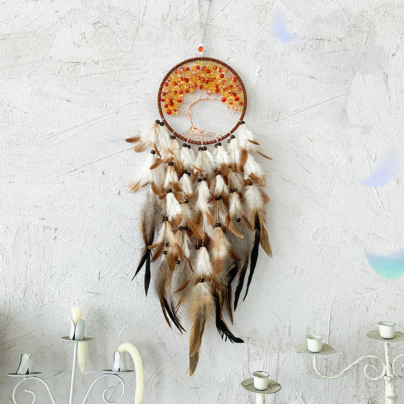 Olivenorma Acrylic Beads Tree of Life Feather Dream Catcher - Without Lights - image 0