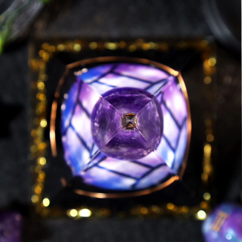 Olivenorma Amethyst Ball Obsidian Gravel Zodiac Gemini Orgone Pyramid - image 3