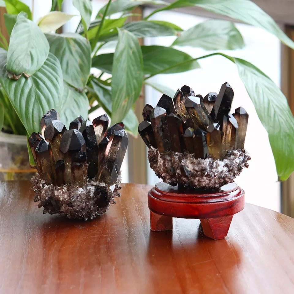 Olivenorma Natural Smoky Quartz Cluster Gemstone Decoration - image 8