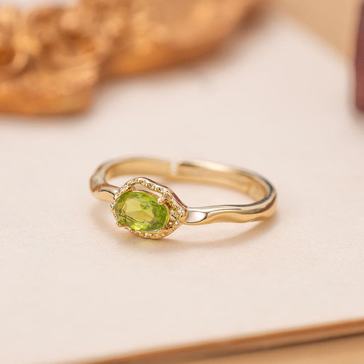 Olivenorma Peridot Irregular Simple S925 Gold Plated Ring - image 2
