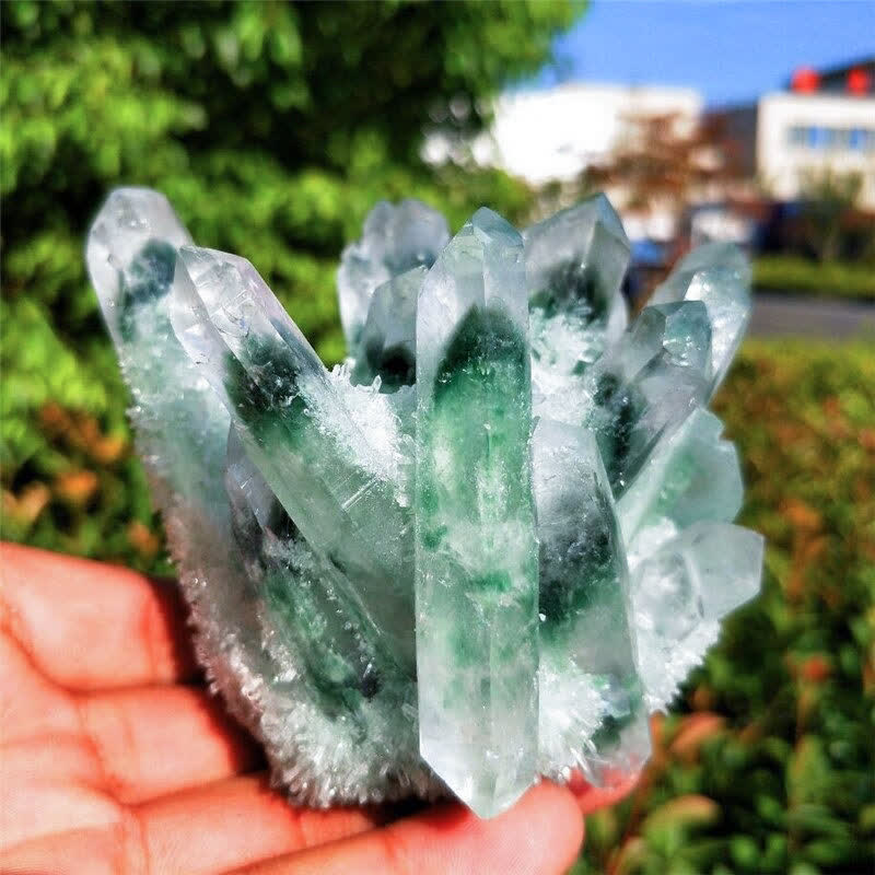 Olivenorma Beautiful Healing Green Phantom Quartz Gemstone Decoration - 600-700g - image 4