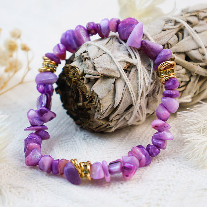 Olivenorma Irregular Stone Crystal Crushed Beads Bracelet - Amethyst - image 10