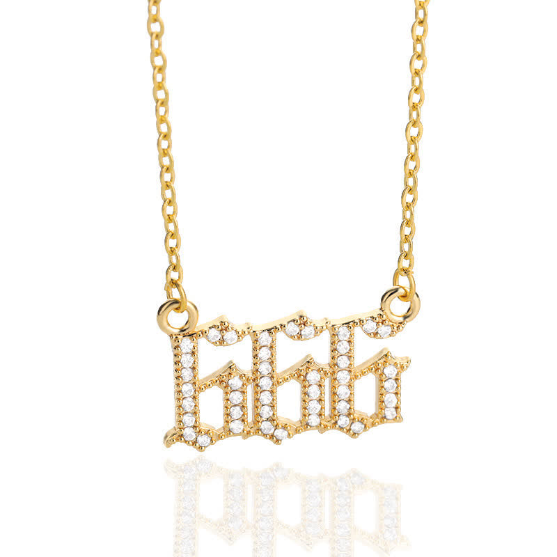 Olivenorma Zircon Angel Number Necklace - Gold - 666 - image 13