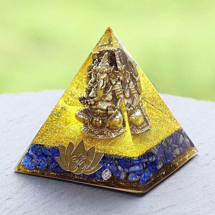Olivenorma Lapis Lazuli With Elephant Symbol Orgone Pyramid - image 4