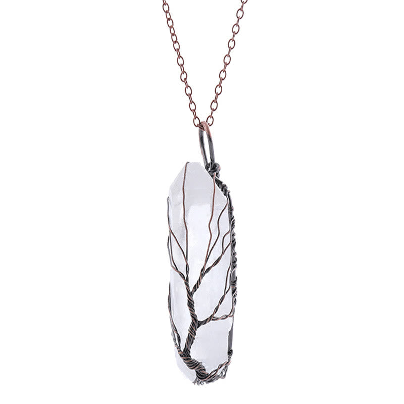 Olivenorma"Life Energy" - Tree of Life Crystal Necklace - Bronze - Clear Quartz - image 18
