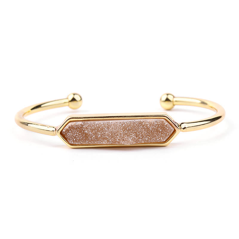 Olivenorma Natural Crystal Cluster Metal Copper Cuff Bracelet - Orange Selenite Crystal - Gold - image 13
