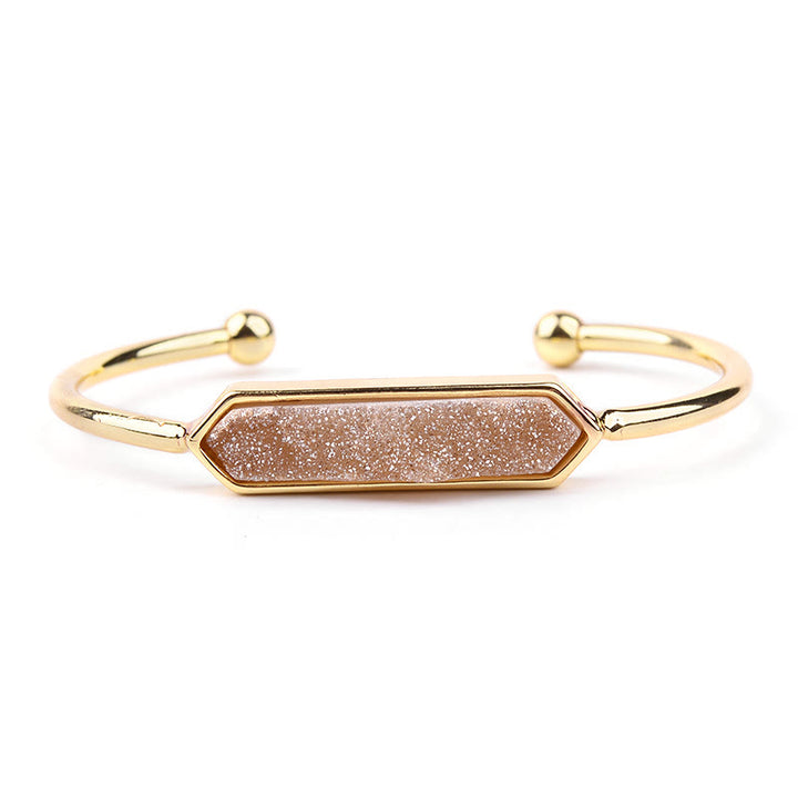 Olivenorma Natural Crystal Cluster Metal Copper Cuff Bracelet - Orange Selenite Crystal - Gold - image 13