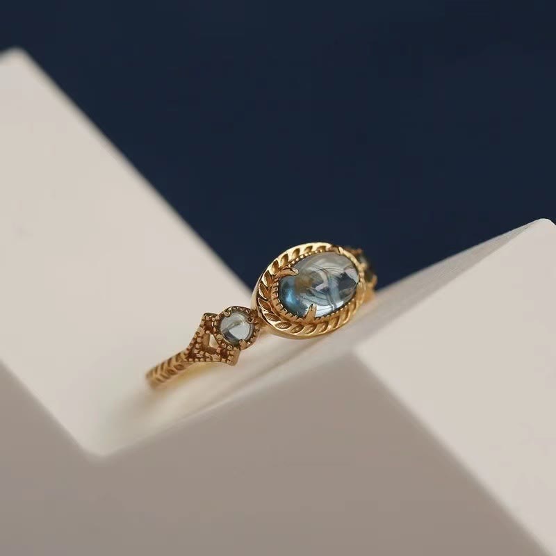 Olivenorma Natural Blue Topaz Stone Adjustable Ring - image 3