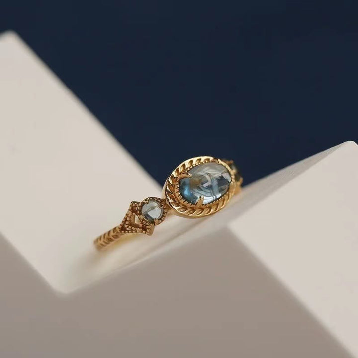 Olivenorma Natural Blue Topaz Stone Adjustable Ring - image 3