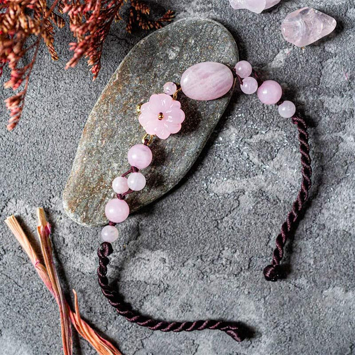 The Flower of Love Rose Quartz Anklet Bracelet - Rose Quartz - image 0