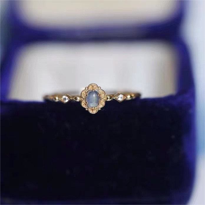 Olivenorma Vintage Natural Aquamarine Daisy Flowers Ring - image 8