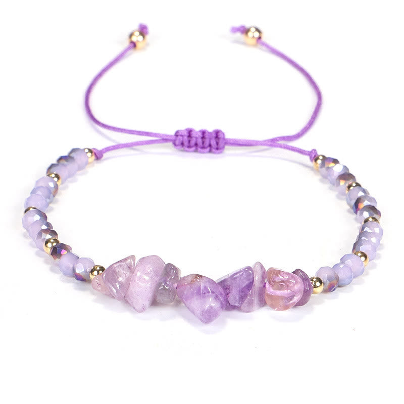Olivenorma Bohemian Crystal Gravel String Bracelet - Amethyst - image 15