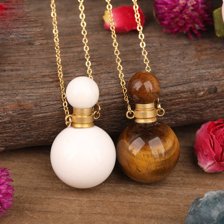 Olivenorma Round Stone Perfume Bottle Pendant Pendants Necklace - image 0