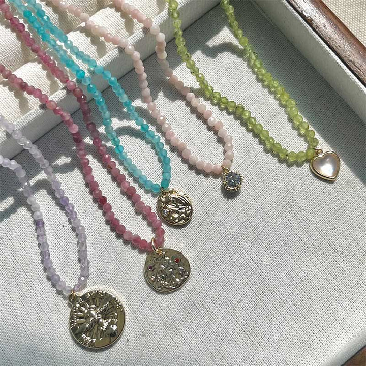 Olivenorma Natural Crystal Metal Plate Pendant Necklace - image 39