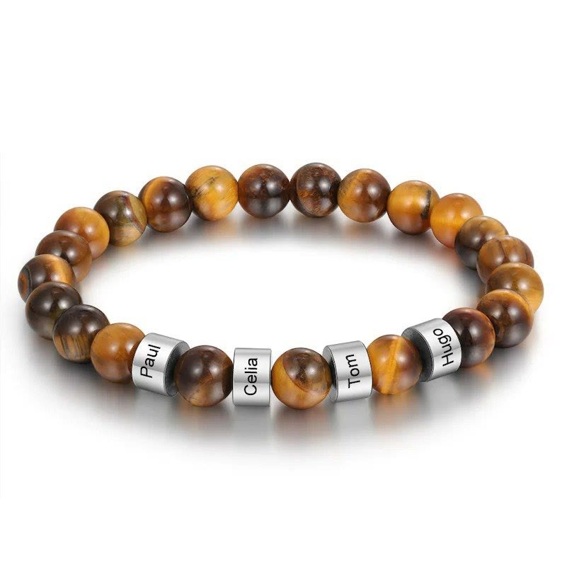 Olivenorma Natural Stone Engraving Personalized Beads Men Bracelet - image 21