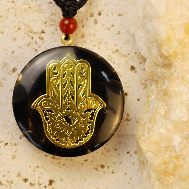 Obsidian With Hamsa Transform Necklace - image 1