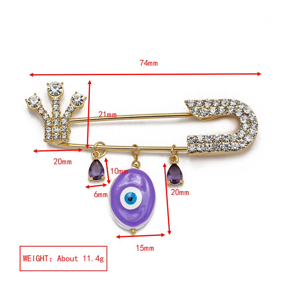 Olivenorma White Zircon Evil Eye Heart Brooch - Purple Evil Eye & Amethyst - image 13