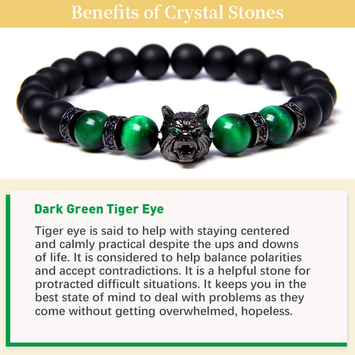 Dark Green Tiger Eye Wolf Bracelet - image 2