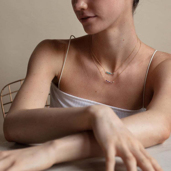 Olivenorma Multiple Birthstone Beaded Pendant Copper Plated Gold Necklace - image 24