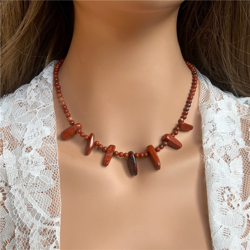 Olivenorma 4mm Bead Natural Tusk Stone Bohemian Necklace - image 3