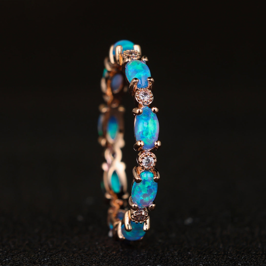 Olivenorma Purple Blue Opal Black Gold Ring - Blue Opal - Gold - 13 - image 7