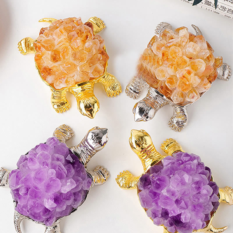 Olivenorma Natural Crystal Cluster Turtle Ornament Lamp Gemstone Decoration - image 31