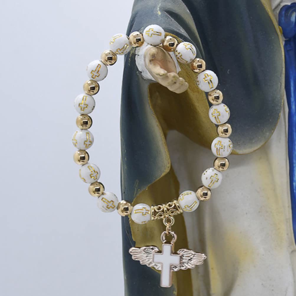 Olivenorma White Jade Cross Beaded Bracelet - image 2
