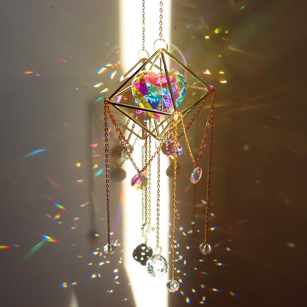 Olivenorma Room Decor Crystal Suncatcher Wind Chime - Heart Shape - image 2