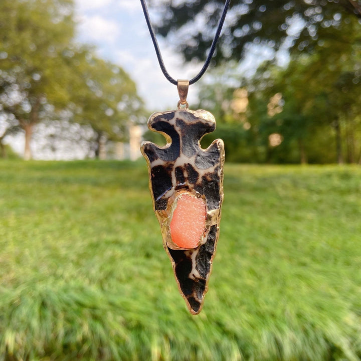 Olivenorma Natural Crystal Anchor Arrow Shield Necklace - Carnelian#2 - image 9