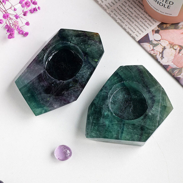 Olivenorma Green Fluorite Polish Candle Holder Natural Stone - image 4