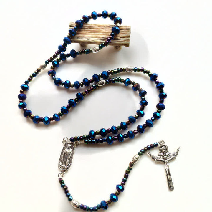Olivenorma Vintage Cross Labradorite Rosary Necklace - image 3