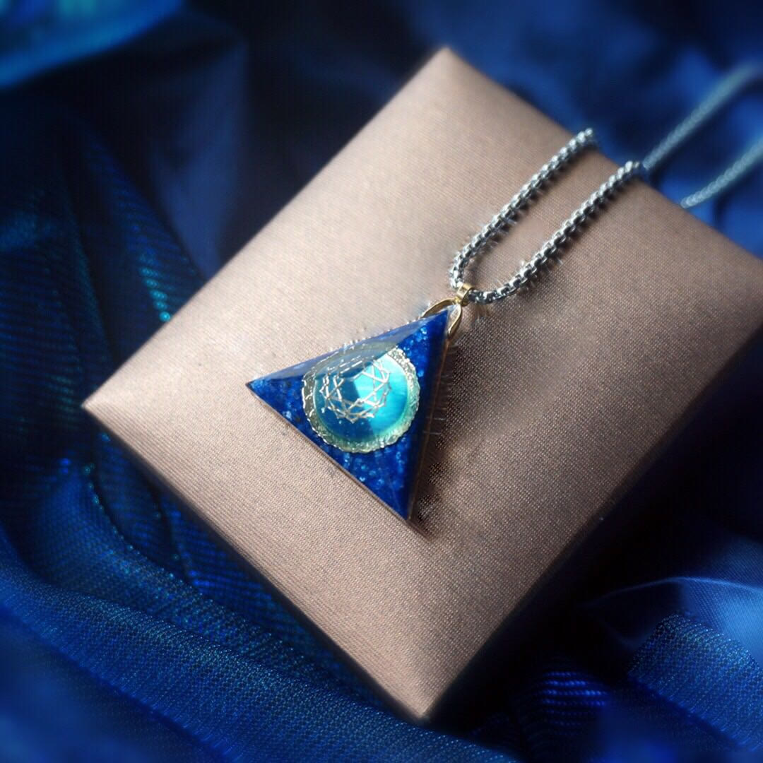 Olivenorma Lapis Lazuli Aquamarine Triangular Organe Necklace - image 2