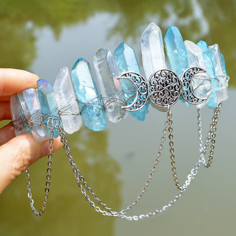 Olivenorma Cresent Moon Goddess Natural Crystal Crown - Blue Quartz#2 - image 30