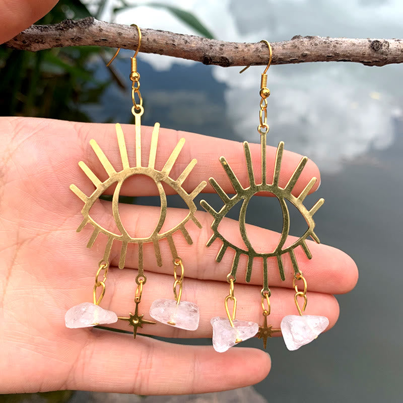 Olivenorma Evil Eye Tears Star Pendant Crystal Earrings - Clear Crystal - image 4