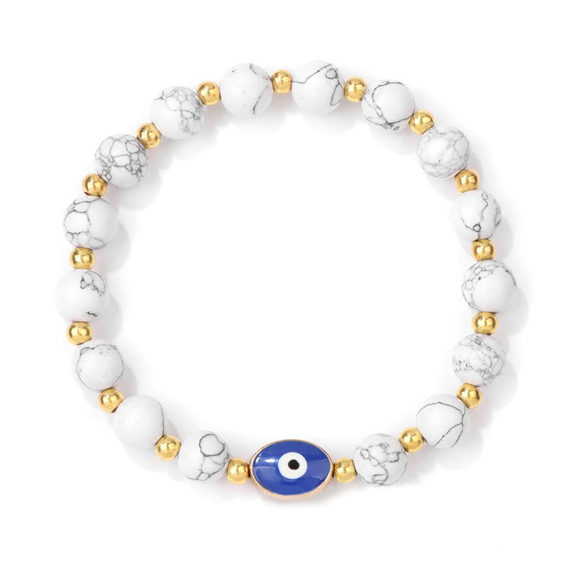 Olivenorma 8mm Blue Tiger Eye Evil Eye Bracelet - White Turquoise - image 13