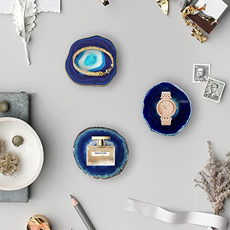 Olivenorma Blue Agate Coaster Gemstone Decoration - image 8