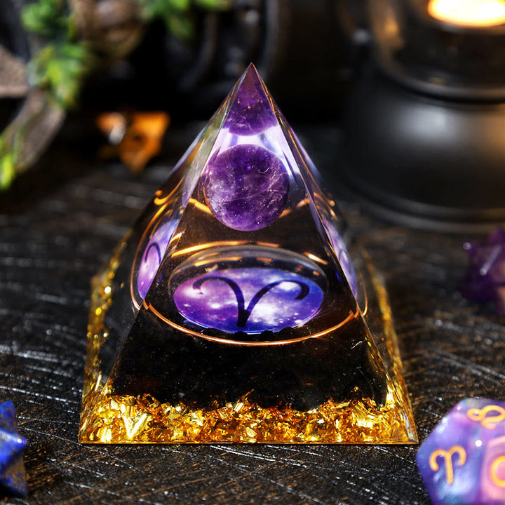 Olivenorma Amethyst Ball Obsidian Gravel Zodiac Aries Orgone Pyramid - 2.36''*2.36''(6cm X 6cm) - YES PLEASE $8 - image 0