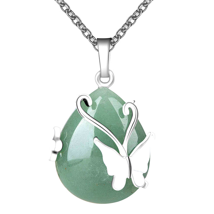 Crystal Butterfly Wings Gemstone Necklace - Green Aventurine - image 5