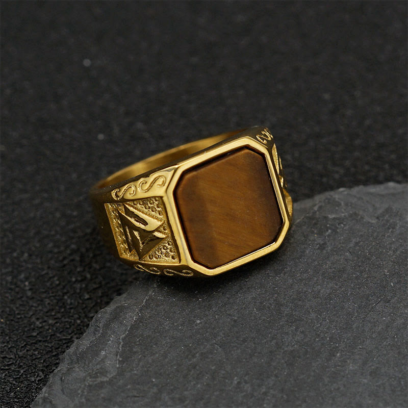 Olivenorma Retro Viking Faith Tiger Eye Ring - image 1