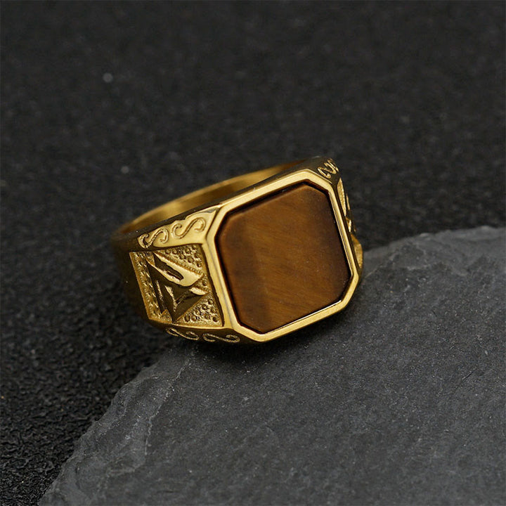 Olivenorma Retro Viking Faith Tiger Eye Ring - image 1