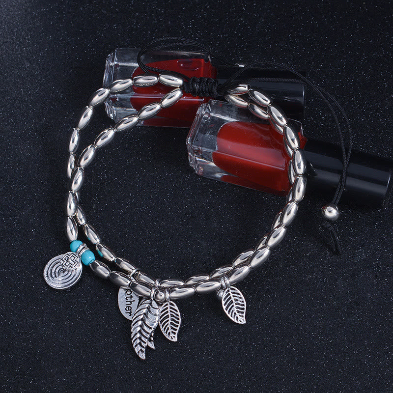 Olivenorma Turquoise Silver Color Leaf Double Layer Bracelet Anklet - image 1