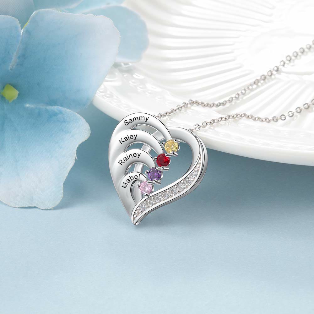Olivenorma Personalized Birthstones Engraved Heart Necklace - image 6
