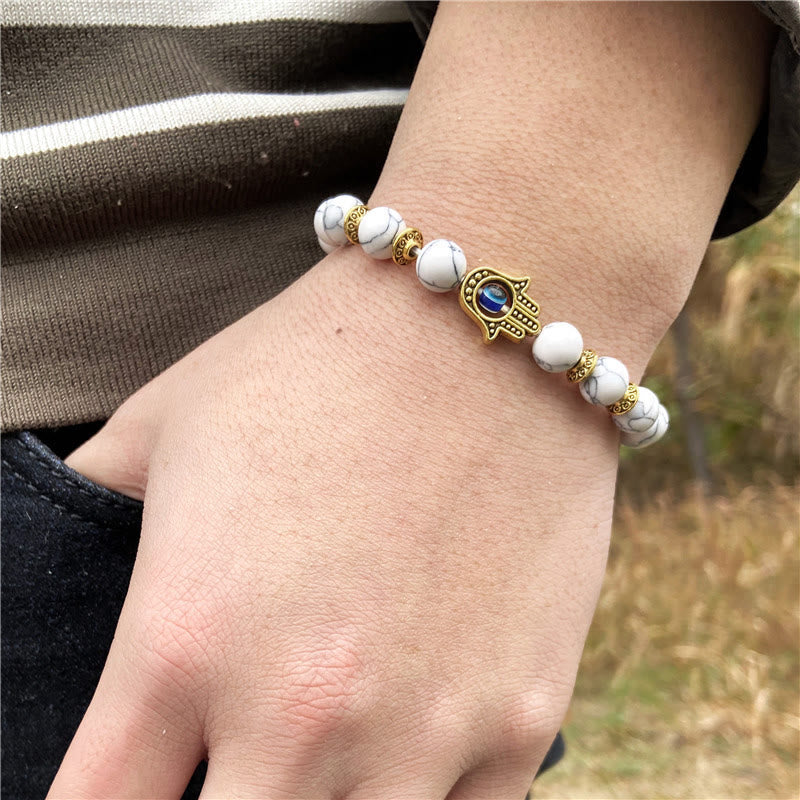 Olivenorma Evil Eye Hamsa 8mm Natural Beaded Men Bracelet - image 6