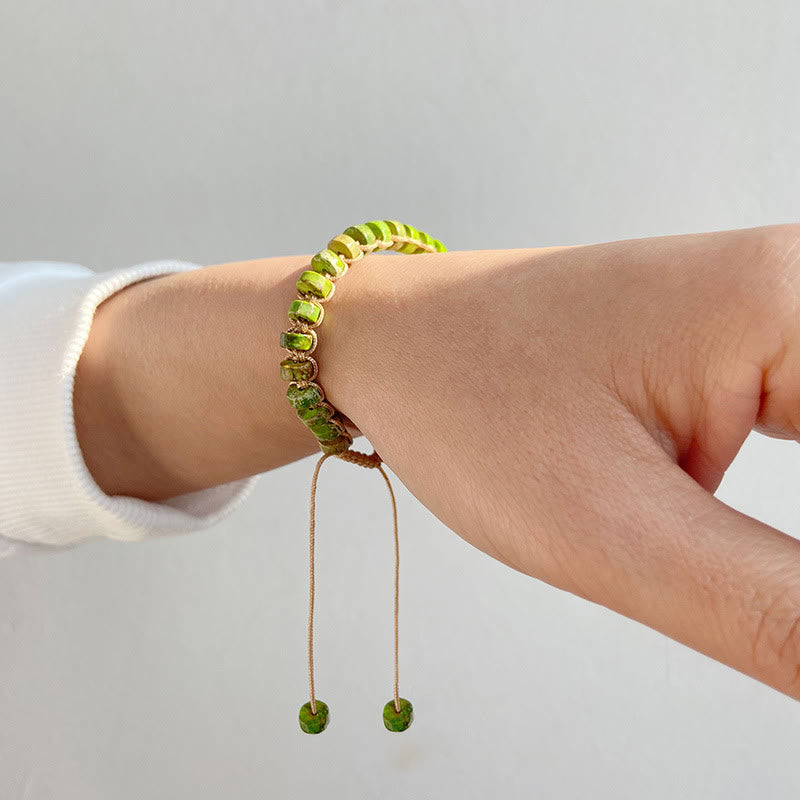 Olivenorma Natural Stone Wheel Bead Woven Bracelet - image 14