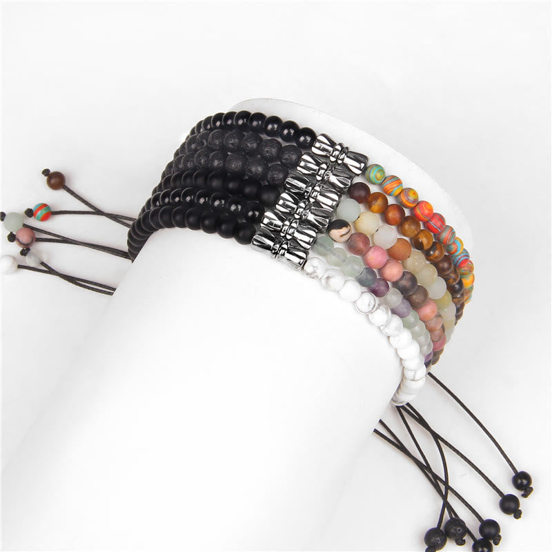 Olivenorma 4mm Black Onyx & Natural Stone Braided Bracelet - image 15