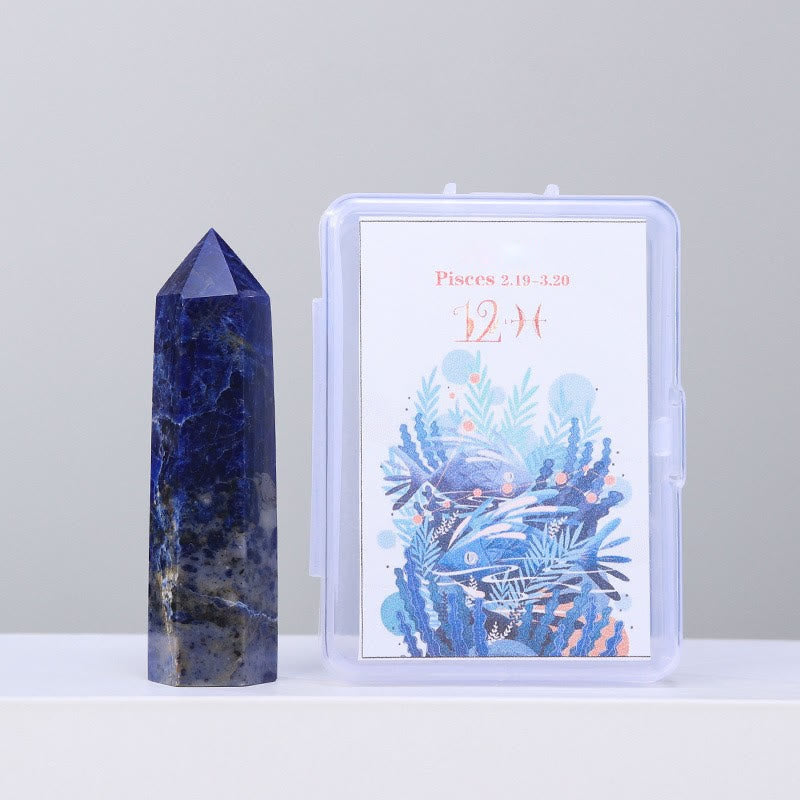 Olivenorma Natural Crystal Wands Pillar Twelve Constellation Set Ornament - Pisces-Sodalite - image 23